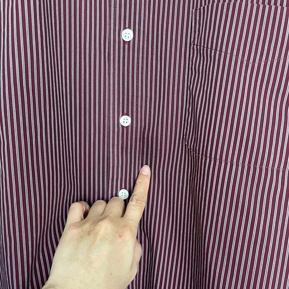 Oak Hill Men's Button Down Shirt Size 3XL Maroon & White Pinstripe Wrinkle Free - Picture 3 of 13